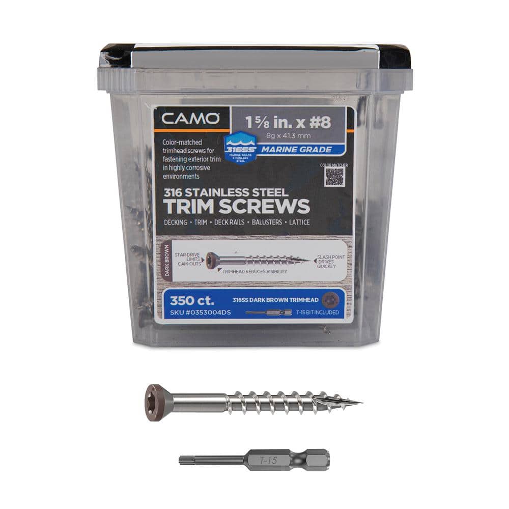 1-5/8 in. #8 316 Stainless Steel Dark Brown Premium Star Drive Trim Screws (350-Count) price history on PriceWatchPro