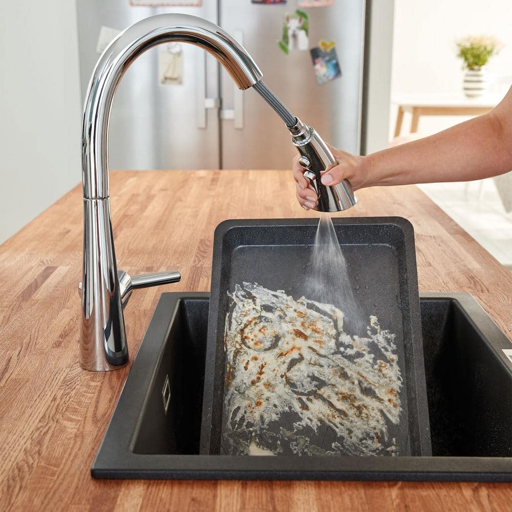 Chrome Modern Pull-Down Kitchen Faucet with Spray