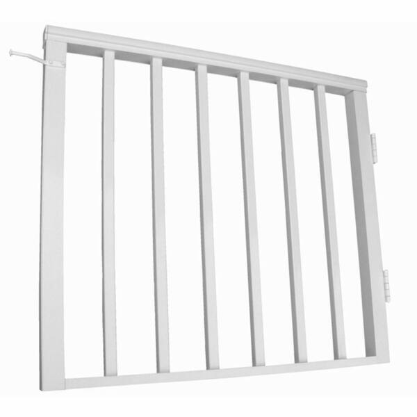 EZ Handrail 36 in. x 42 in. White Pre-Built Aluminum Single Panel Walk Through Gate with 1 in. Square Balusters