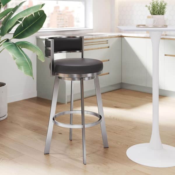 ZUO Gimsby Black Open Back Plywood Frame Swivel Barstool