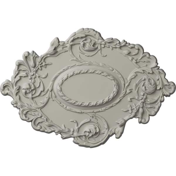 Ekena Millwork 30-3/8 in. W x 20-3/4 in. H x 1 in. Kinsley Flowing Leaf Urethane Ceiling Medallion, Pot of Cream