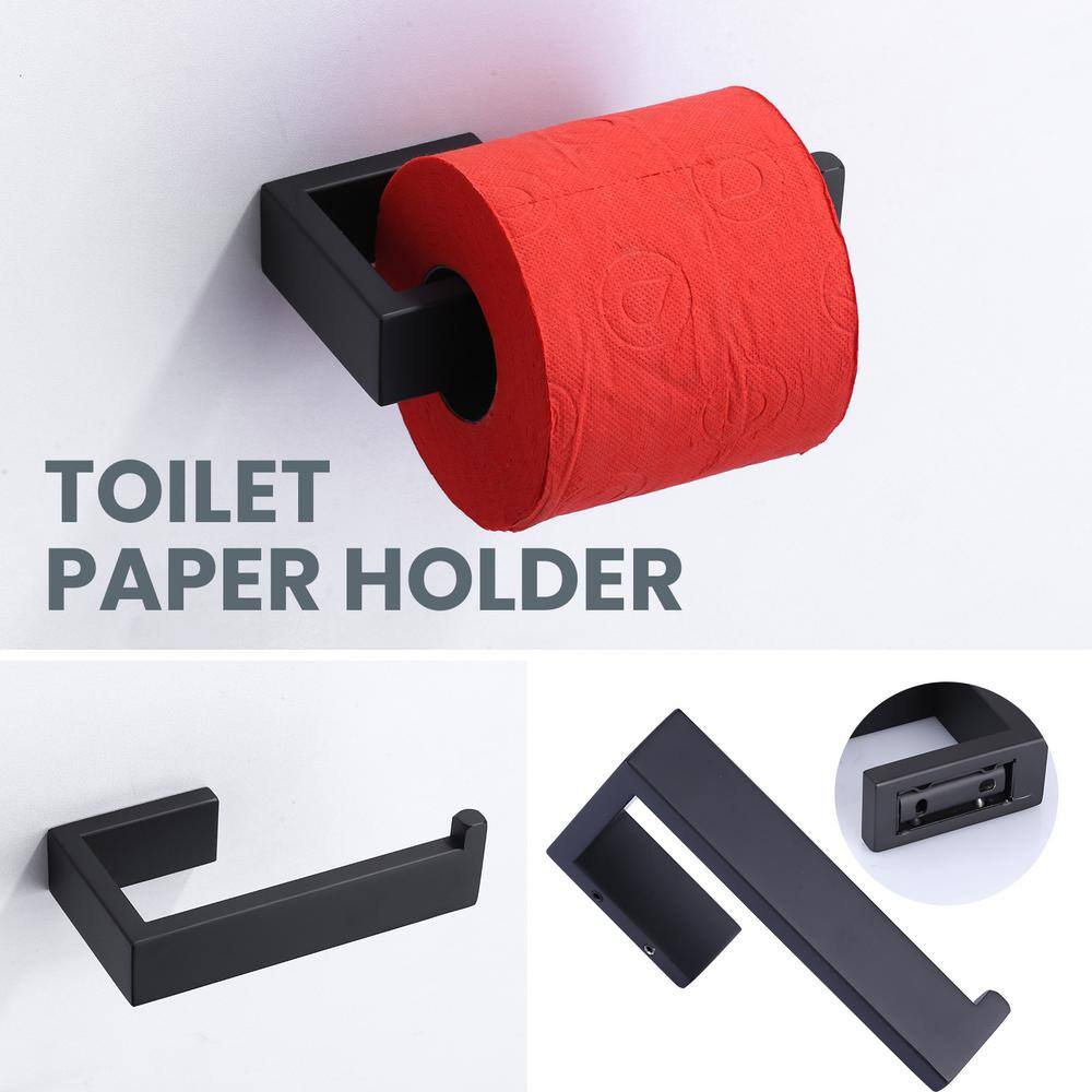Matte Black 4-Piece Stainless Steel Bathroom Hardware Set