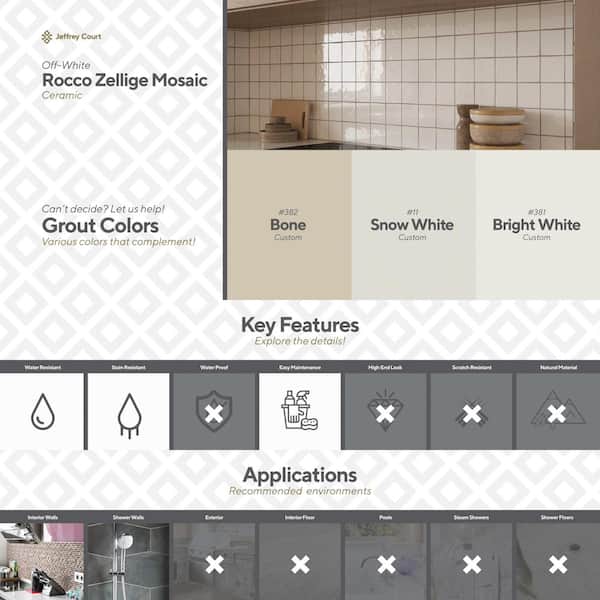 Jeffrey Court Take Home Tile Sample-Rocco Zellige Off-White 4 in