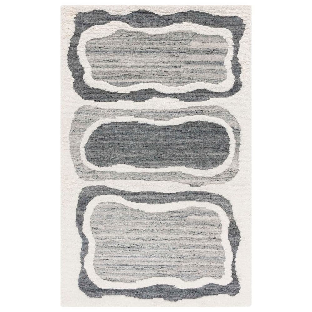 Casablanca Shag 5 ft. x 8 ft. Gray/Ivory High-Low Monochrome Area Rug price history on PriceWatchPro