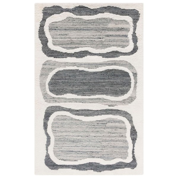 SAFAVIEH Casablanca Shag 6 ft. x 9 ft. Gray/Ivory High-Low Monochrome Area Rug
