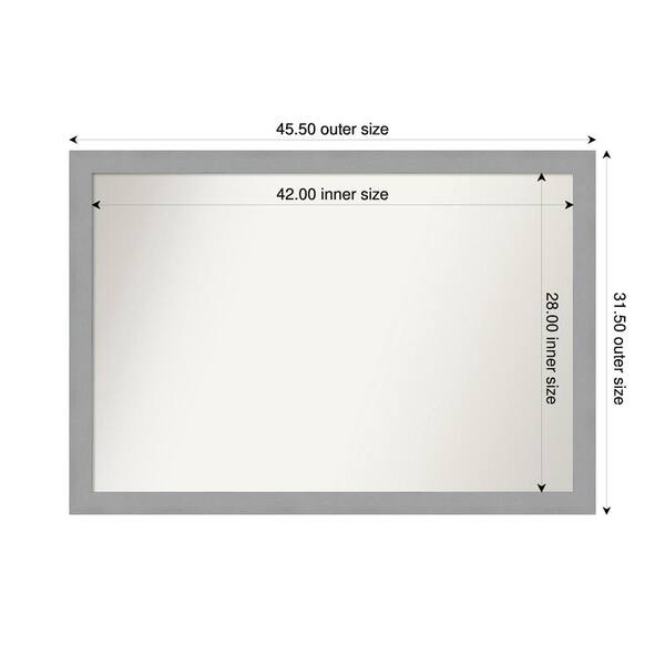 Amanti Art Brushed Nickel 45.5 in. x 31.5 in. Custom Non-Beveled Recycled Polystyrene Framed Bathroom Vanity Wall Mirror