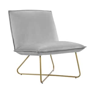 Lauralee Grey Pillow Style Accent Chair with Gold Powder Metal Legs