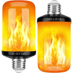 25-Watt Equivalent F20 E26 Flame LED Light Bulb with Upside Down Effect and 4Modes Flicker in Orange for Holiday(2-Pack)