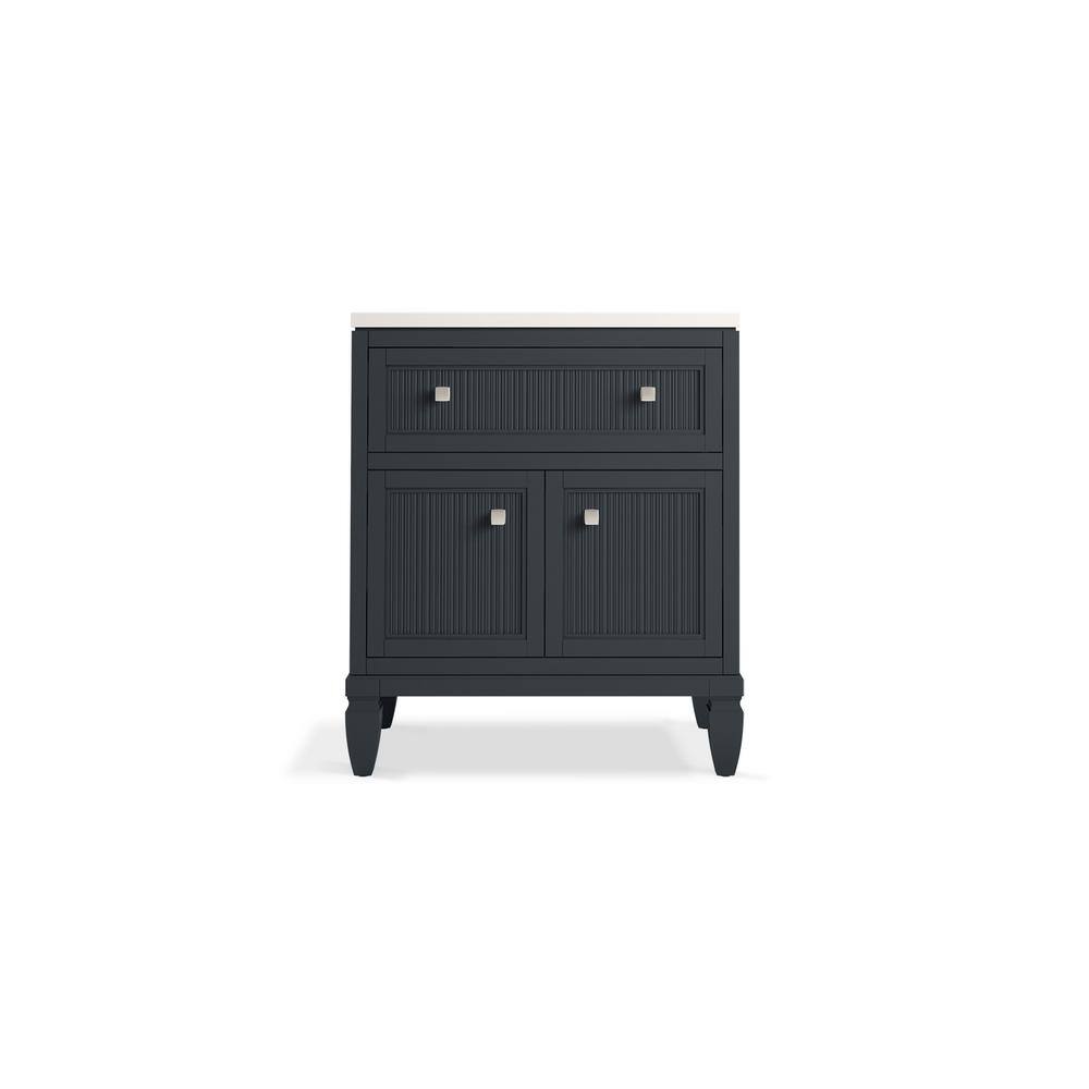 Hearthaven 30'' Slate Gray Freestanding Bathroom Vanity with Quartz Top