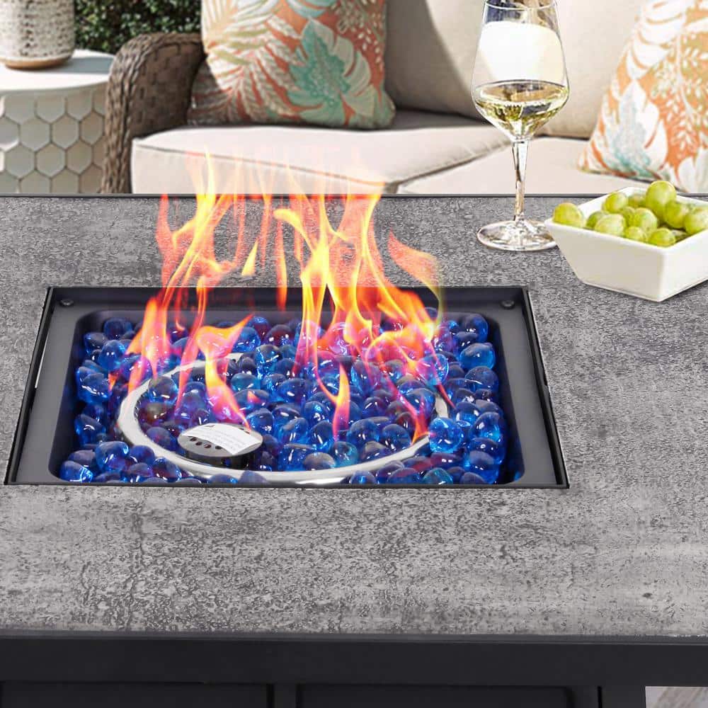 32-Inch Square Stone Gas Fire Pit Table