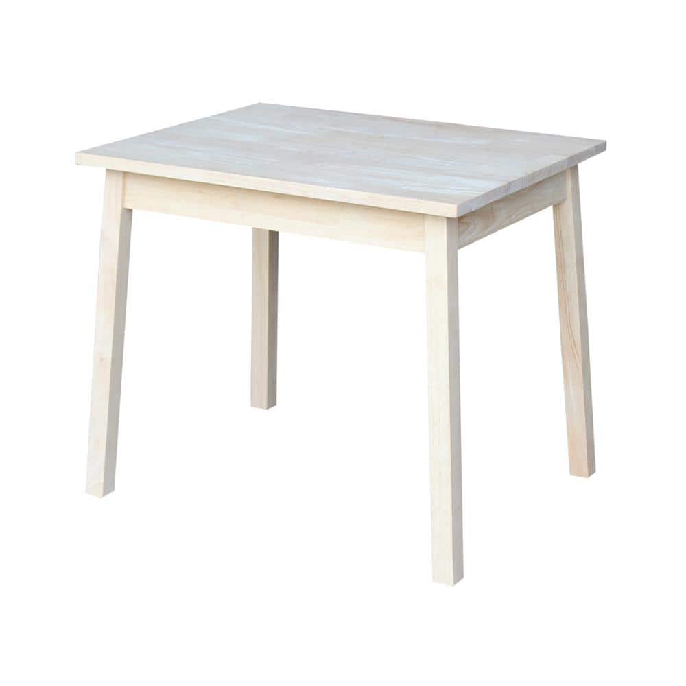 Unfinished White Wooden Kids Table with Tapered Legs