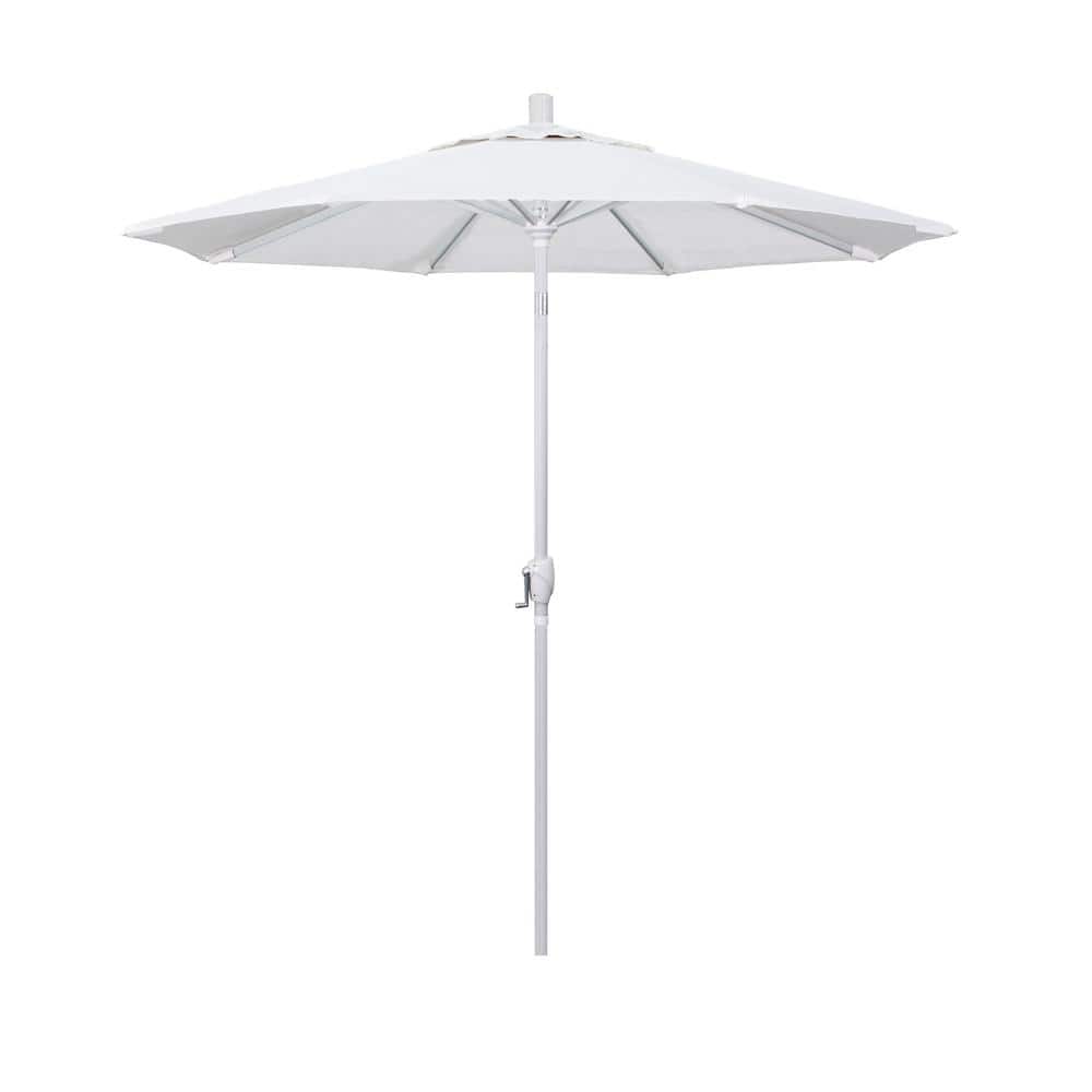 7.5 ft. White Aluminum Pole Market Aluminum Ribs Push Tilt Crank Lift Patio Umbrella in Natural Sunbrella price history on PriceWatchPro