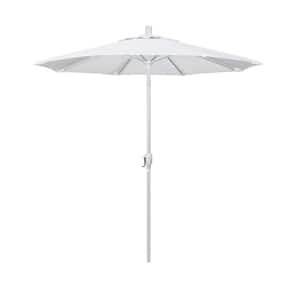 7.5 ft. White Aluminum Pole Market Aluminum Ribs Push Tilt Crank Lift Patio Umbrella in Natural Sunbrella