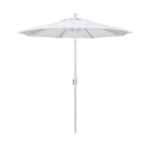 7.5 ft. Matte White Aluminum Market Push Tilt Patio Umbrella in White Olefin