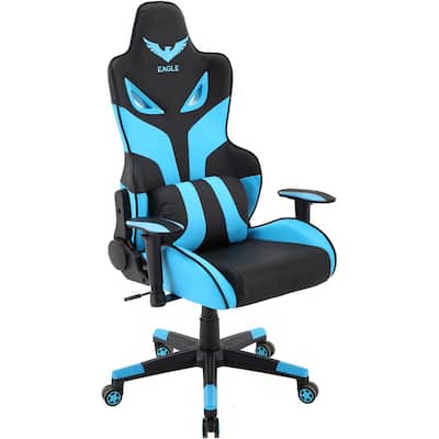 Commando Black Ergonomic Gaming Chair and Electric Blue with Adjustable Gas Lift Seating and Lumbar Support