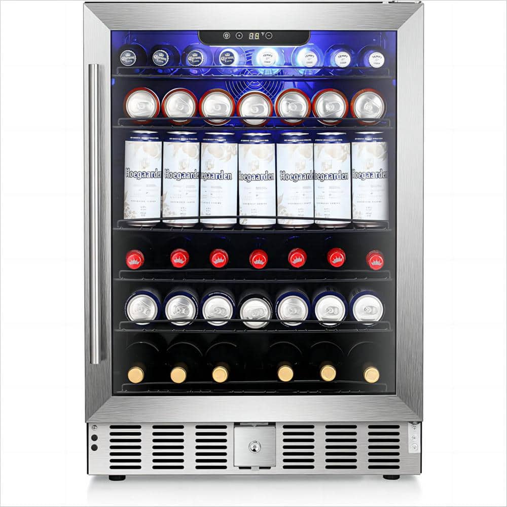 24 in. Single Zone 56 Bottles or 146 Cans Freestanding/Built-In Beverage and Wine Cooler Stainless Steel in Silver price history on PriceWatchPro