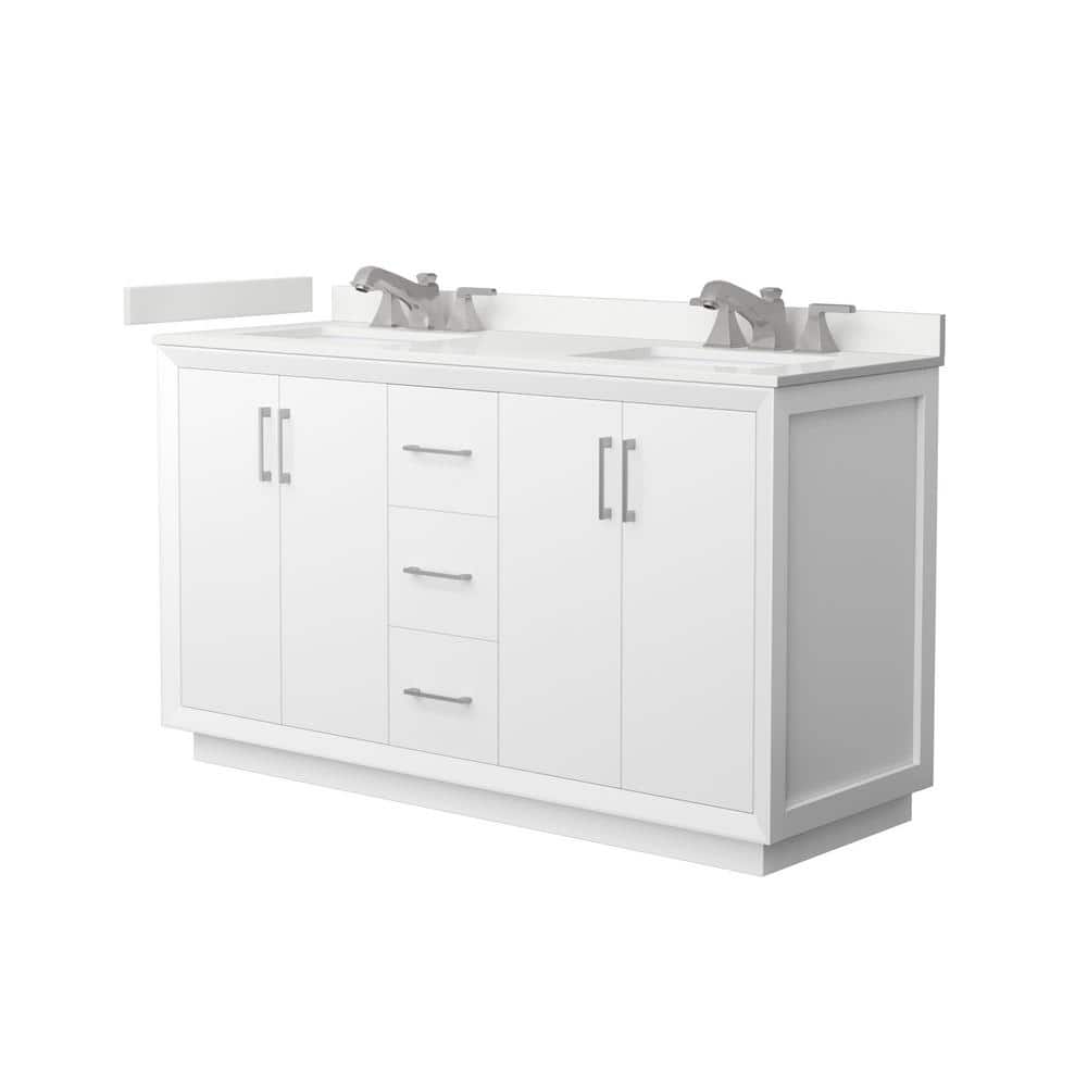 Strada 60 in. W x 22 in. D x 35 in. H Double Bath Vanity in White with White Quartz Top price history on PriceWatchPro