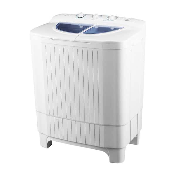 JEREMY CASS 1.51 cu. ft. Portable Semi-Automatic Twin Tub Top Load Washer and Spin Combo Machine in White with Built-In Drain Pump
