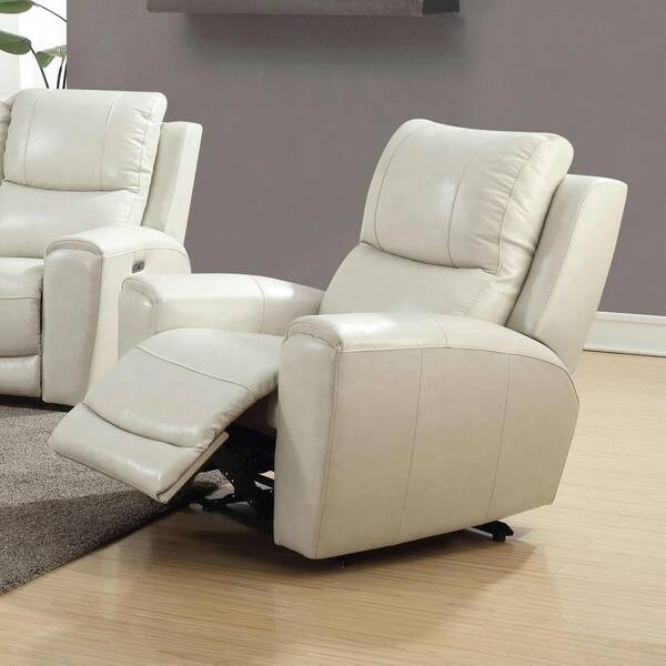 Steve Silver Laurel 1 Seat Ivory, Off White Leather Recliners