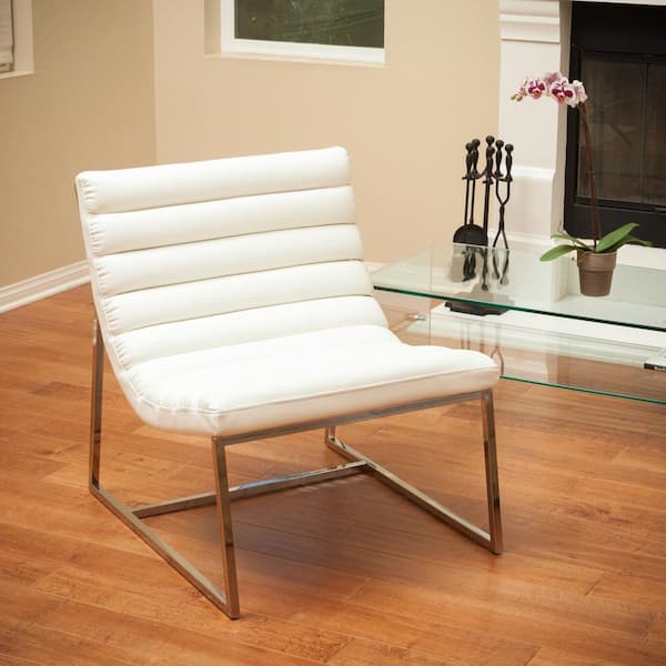 Parisian White Leather Sofa Chair, Accent Chair For White Leather Sofa
