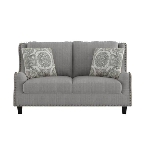 EVERGLADE HOME Tulay 60.5 in. Slope Arm Fabric Straight in Gray