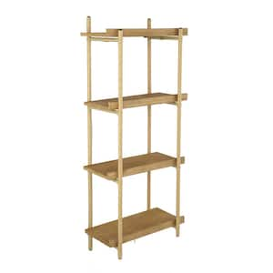 Bestier 41.54 in. W x 9.37 in. D Retro Grey Oak Light 3-Tier Ladder Composite Decorative Wall Shelf with Circular Tube and Hooks