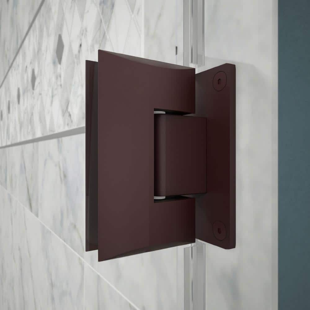 48" x 72" Frameless Clear Glass Hinged Shower Door in Black