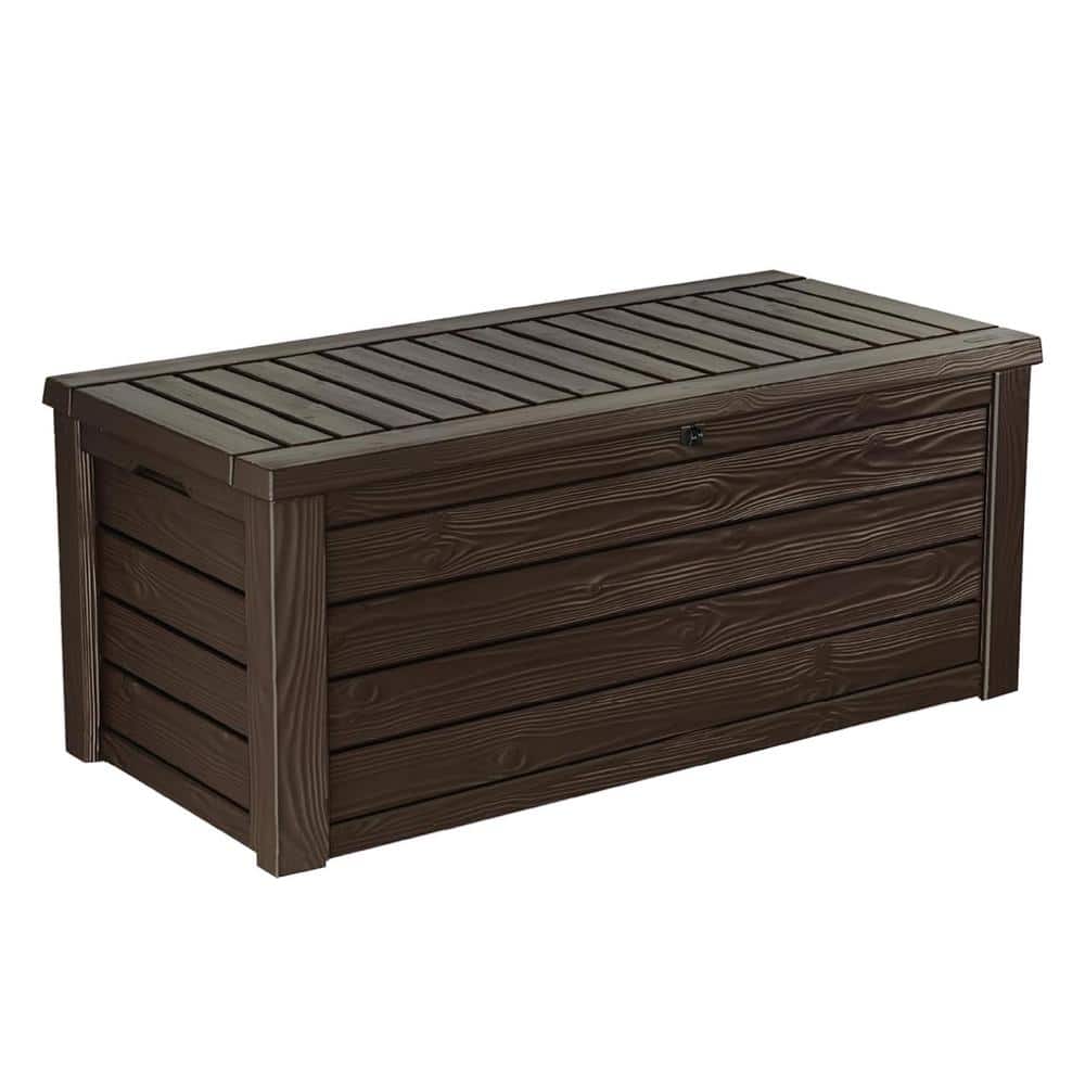 Westwood Resin Wicker 150 Gallon Outdoor Storage Deck Box, Dark Brown