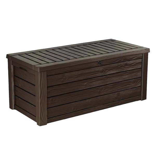 150 Gal. Brown Resin Deck Box with Wood Grain