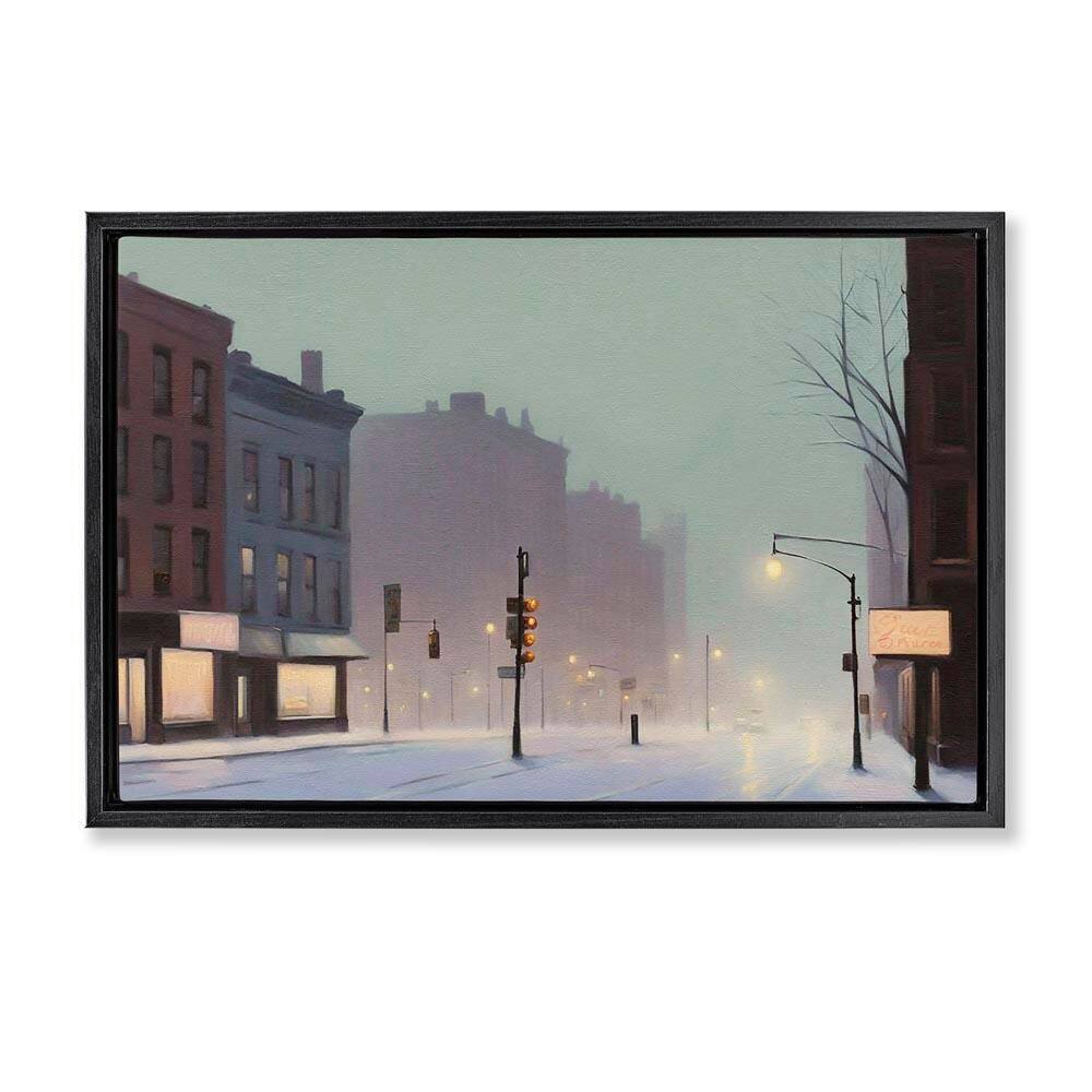 Foggy City Street by Noah Bay Black Floater Frame Abstract Graphic Art Print 17 in. x 25 in. price history on PriceWatchPro