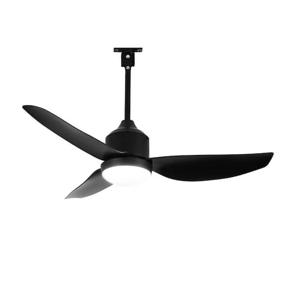 42 in. Black 3 Blades Downrod Mount Waterproof Standard Ceiling Fan with Light for Outdoor Patio Dimmable Included APP
