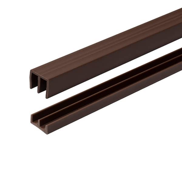 Outwater 11/16 in. D x 13/16 in. W x 48 in. L Brown Styrene Plastic Sliding Bypass Track Moulding Set for 1/4 in. Doors (3-Pack)
