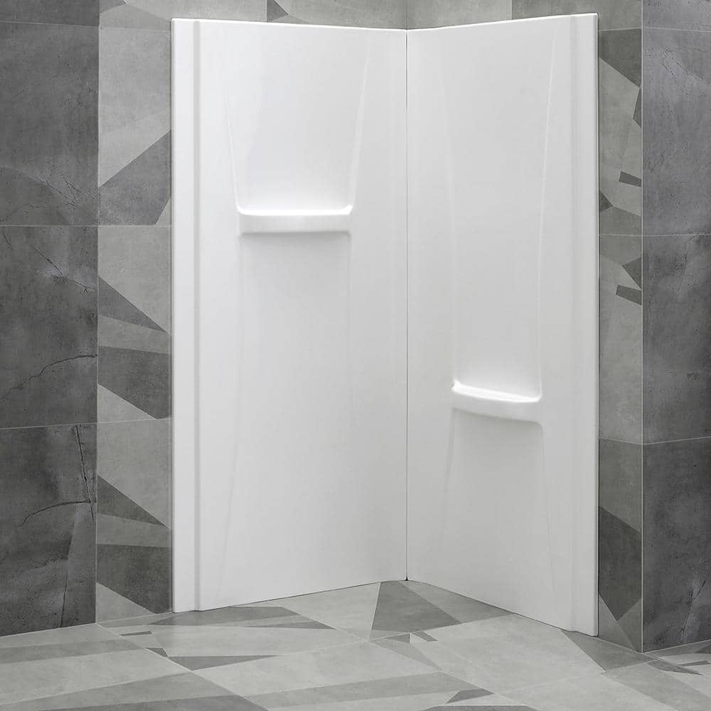 33 in. x 33 in. x 73 in. 2Piece DirecttoStud Corner Shower Wall Set
