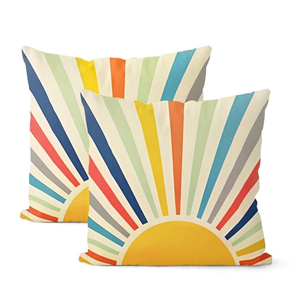 18 x 18 in Throw Pillow Covers Fade Resistant Boho Rainbow Sun Yellow 2-Pack price history on PriceWatchPro