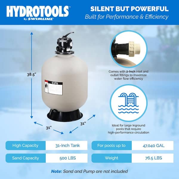 Hydrotools 31 in. Sand Filter Inground Pool Combo Set, 500lb Sand Capacity