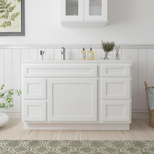 Vanity Art 51 in. W x 21 in. D x 32.5 in. H Bath Vanity Cabinet without Top in White