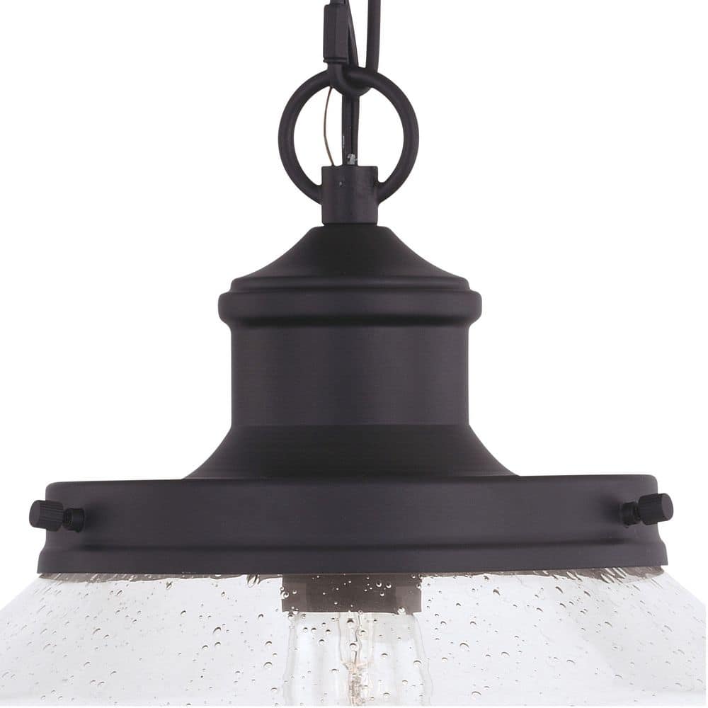 Matte Black Farmhouse Glass Outdoor Pendant Light