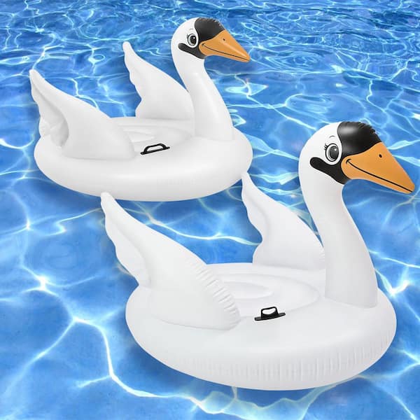 Intex Mega Swan Island and Ride-On Swan Swimming Pool Float Combo (2-Pack)