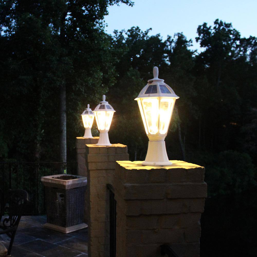 White Solar LED Outdoor Post Light with Multiple Mounting Options
