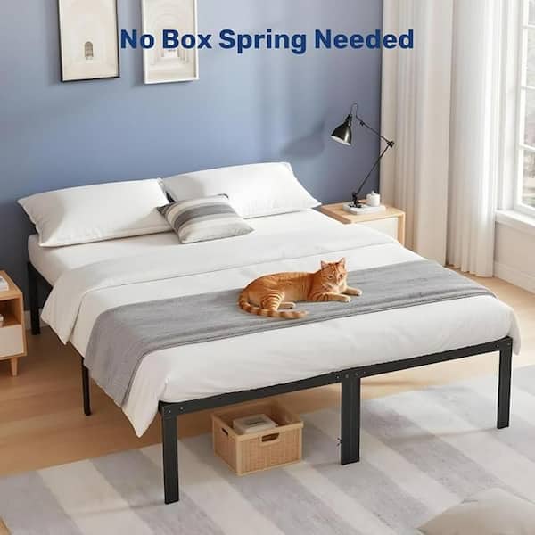 WONDER COMFORT Black Metal Frame Full Size Platform Bed Mattress Foundation with Steel Slat Support, No Box Spring Needed