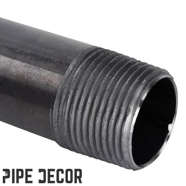 PIPE DECOR 1 in. x 48 in. Black Industrial Steel Grey Plumbing