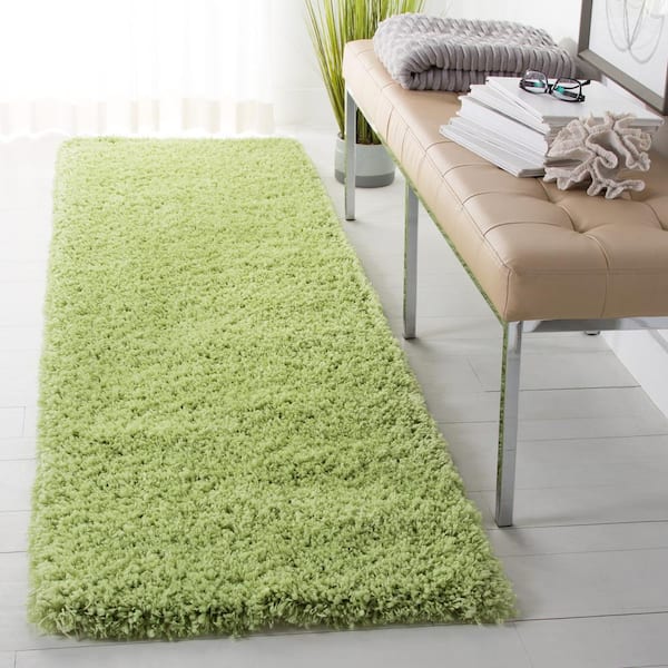Classic Shag Ultra Lime 2 ft. x 8 ft. Solid Runner Rug