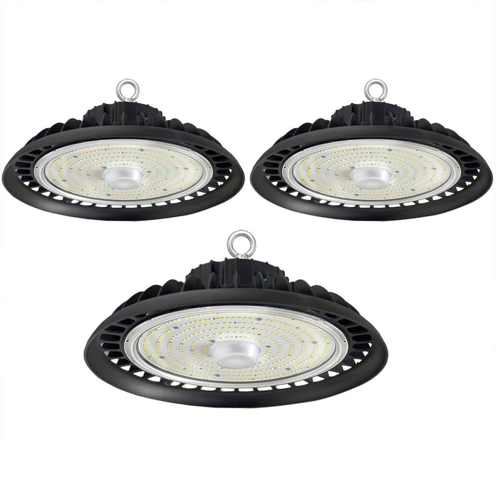 12 in. 600-Watt Equivalent Integrated LED Dimmable Black UFO High Bay Light, 200W Barn LED Lamp 28000 Lm (3-Pack) price history on PriceWatchPro