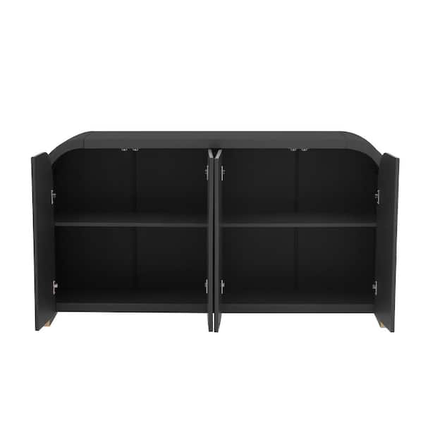 Unbranded Black 32.9 in. H Storage Cabinet with Adjustable Shelves for Study Living Room and Entrance C WF530090AAB