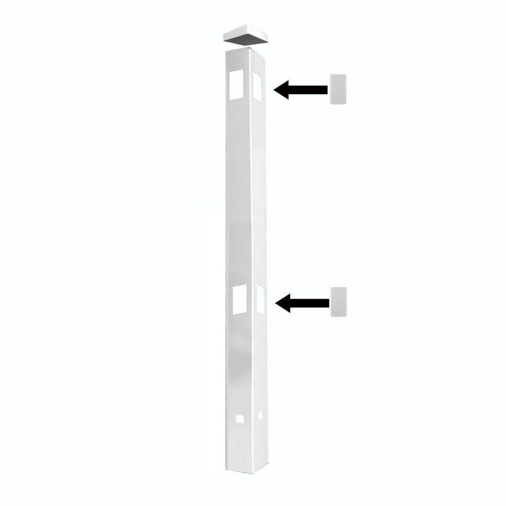 Weatherables Savannah 5 in. x 5 in. x 9 ft. White Vinyl Routed Fence