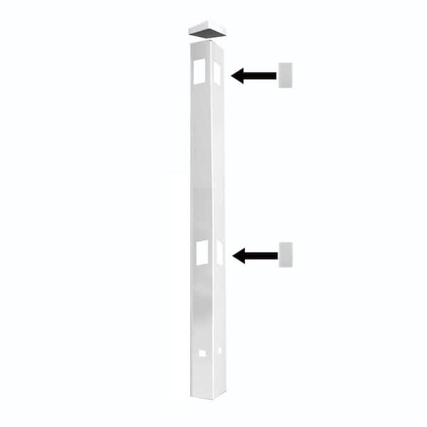 Weatherables Savannah 5 in. x 5 in. x 9 ft. White Vinyl Routed Fence Post with Hole Covers and Cap