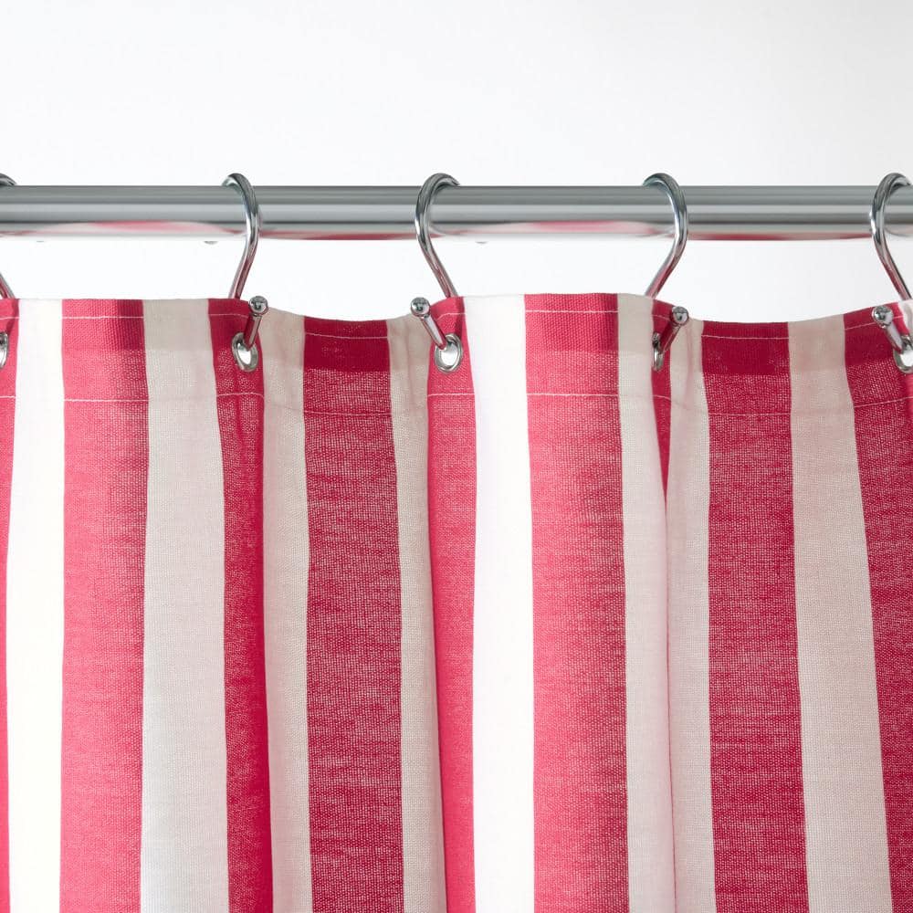 Adeline Pink Beige Yellow Cotton Stripe Shower Curtain 70" x 72"