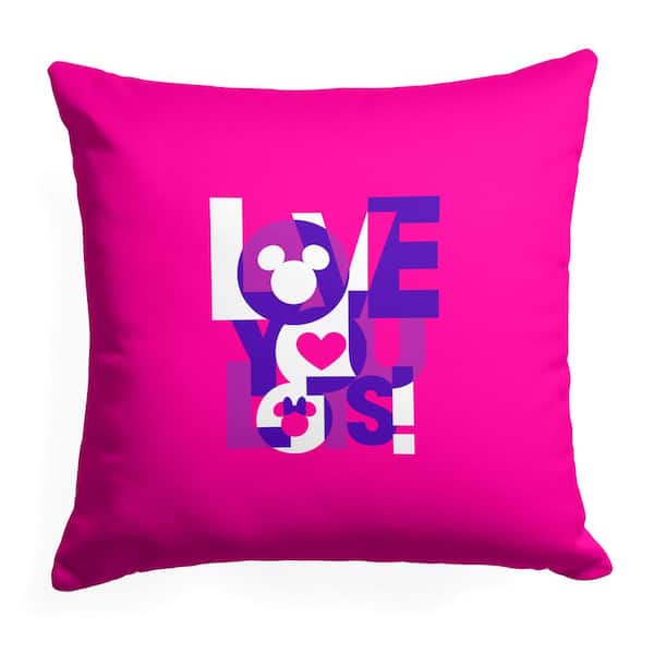 THE NORTHWEST GROUP Disney Mickey Mouse Love You Lots 18 x 18 Printed Multicolor Throw Pillow