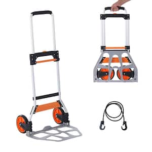 Folding Hand Truck 275 lbs. Load capacity Aluminum Portable Cart with Telescoping Handle and PP+TPR Wheels