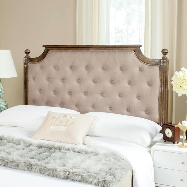 SAFAVIEH White/Beige Queen Upholstered Headboard
